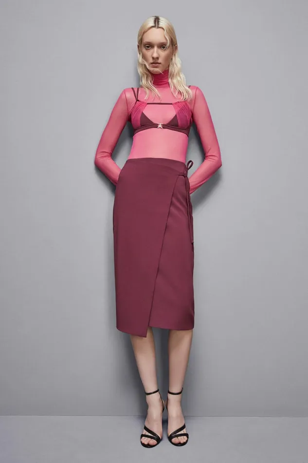 Patrizia Pepe Skirts Essential Crepe Wrap Skirt Red 8211 Women