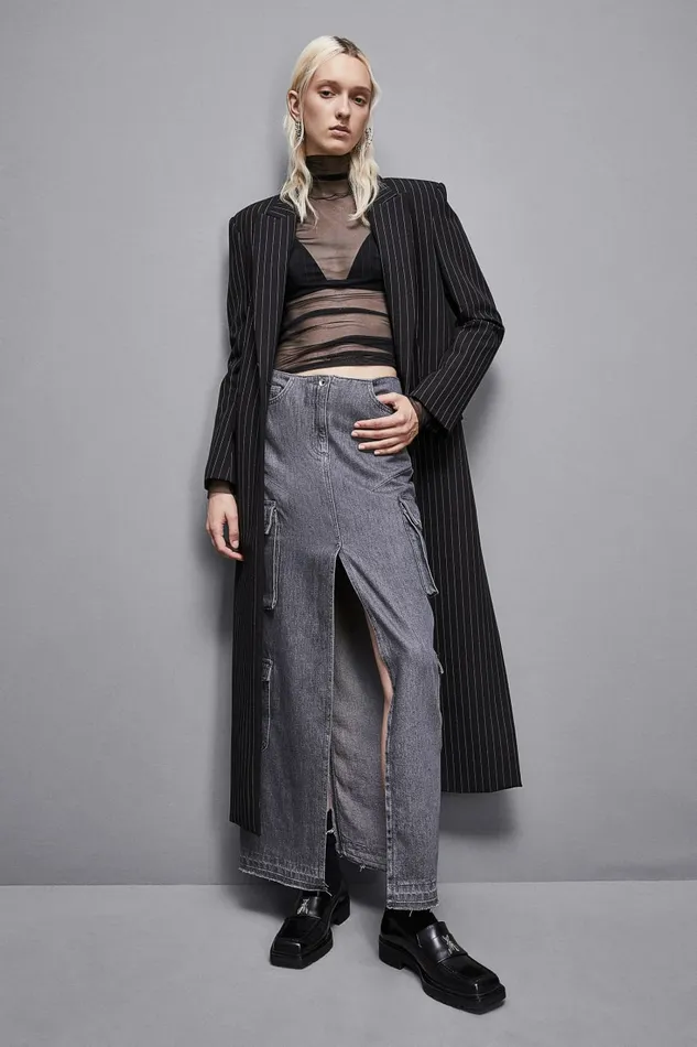 Patrizia Pepe Skirts Gray Denim Long Skirt Grey 8211 Women