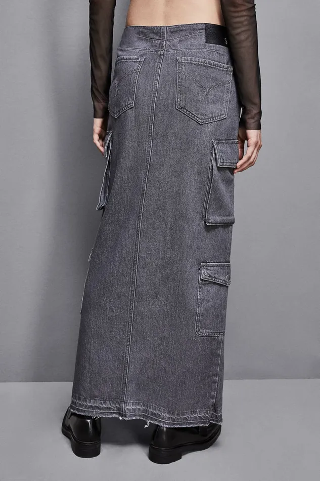 Patrizia Pepe Skirts Gray Denim Long Skirt Grey 8211 Women