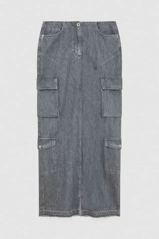 Patrizia Pepe Skirts Gray Denim Long Skirt Grey 8211 Women