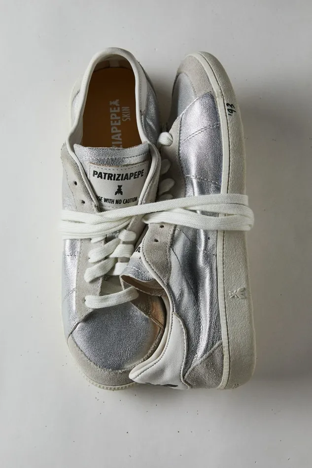 Patrizia Pepe Sneakers Skin Sneakers 03993 In Laminated Nappa Leather Silver 8211 Women