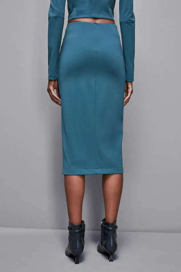 Patrizia Pepe Tailleur Skinny Skirt With Zipper In Fabric Green 8211 Women