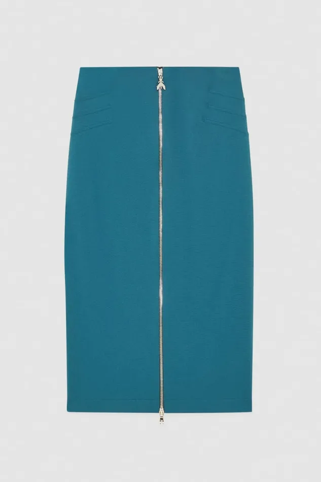 Patrizia Pepe Tailleur Skinny Skirt With Zipper In Fabric Green 8211 Women