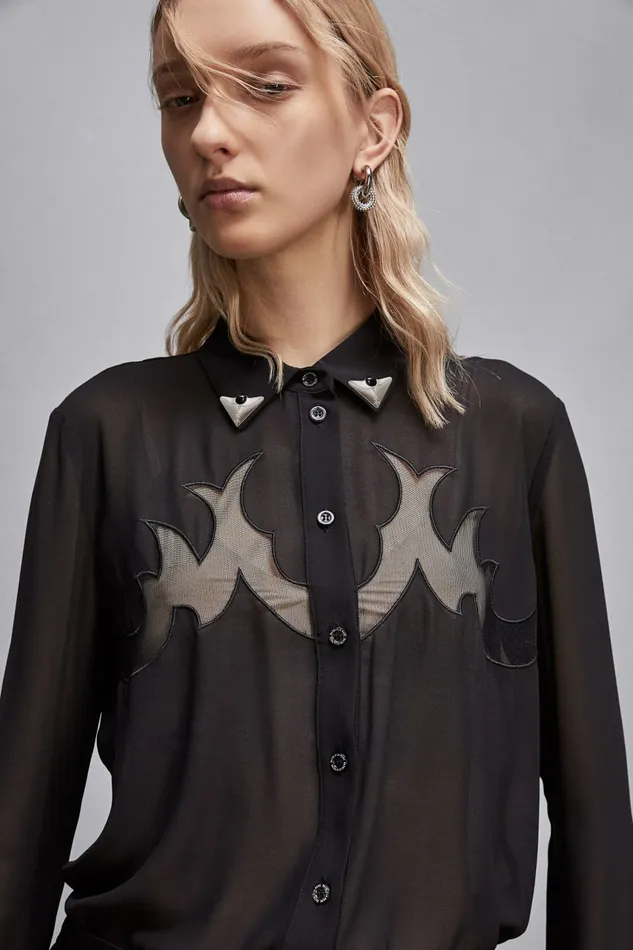 Patrizia Pepe Tops Cowgirl Embroidery Shirt Black 8211 Women