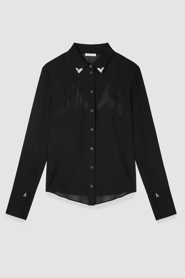 Patrizia Pepe Tops Cowgirl Embroidery Shirt Black 8211 Women
