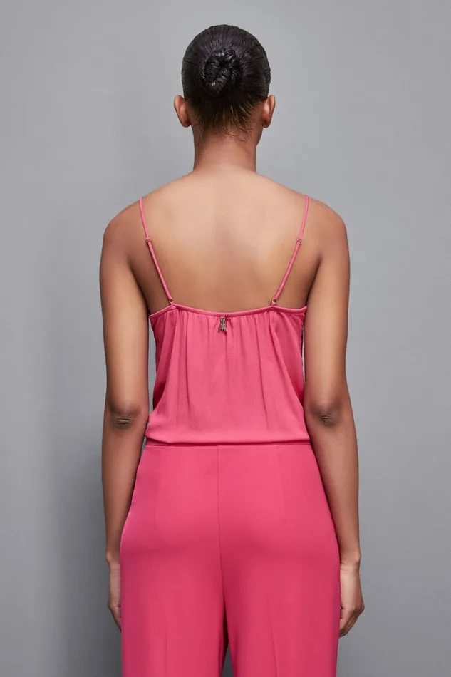 Patrizia Pepe Tops Essential Crepe Lace Top Pink 8211 Women