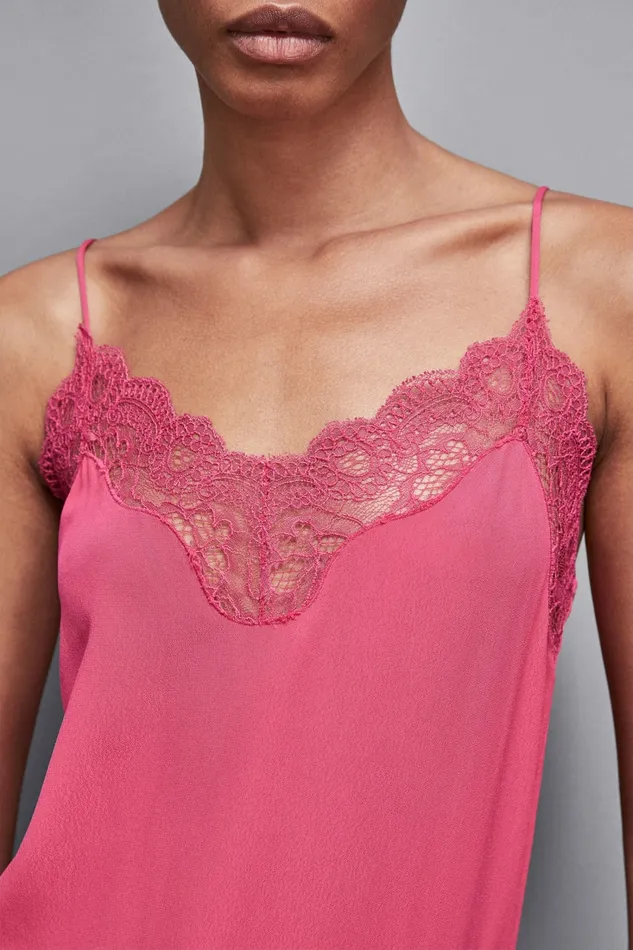 Patrizia Pepe Tops Essential Crepe Lace Top Pink 8211 Women