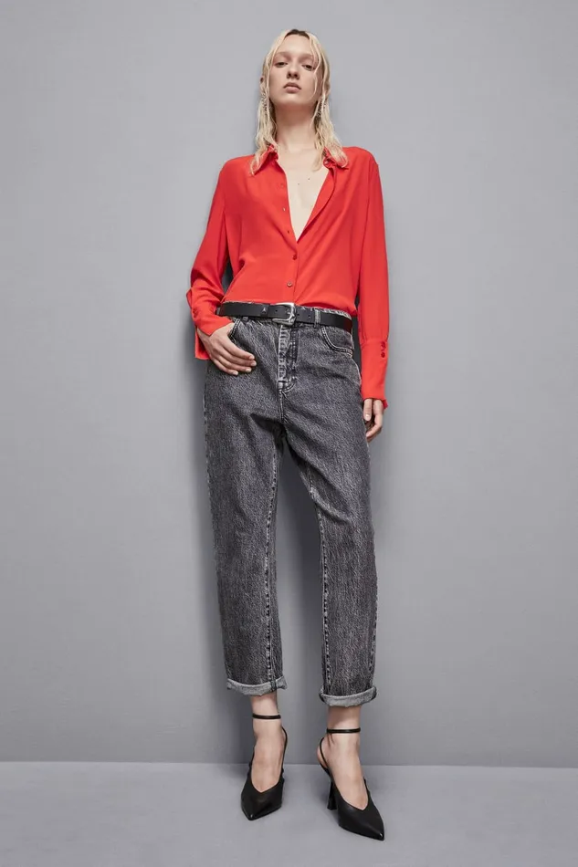 Patrizia Pepe Tops Essential Crepe LongSleeved Shirt Red 8211 Women