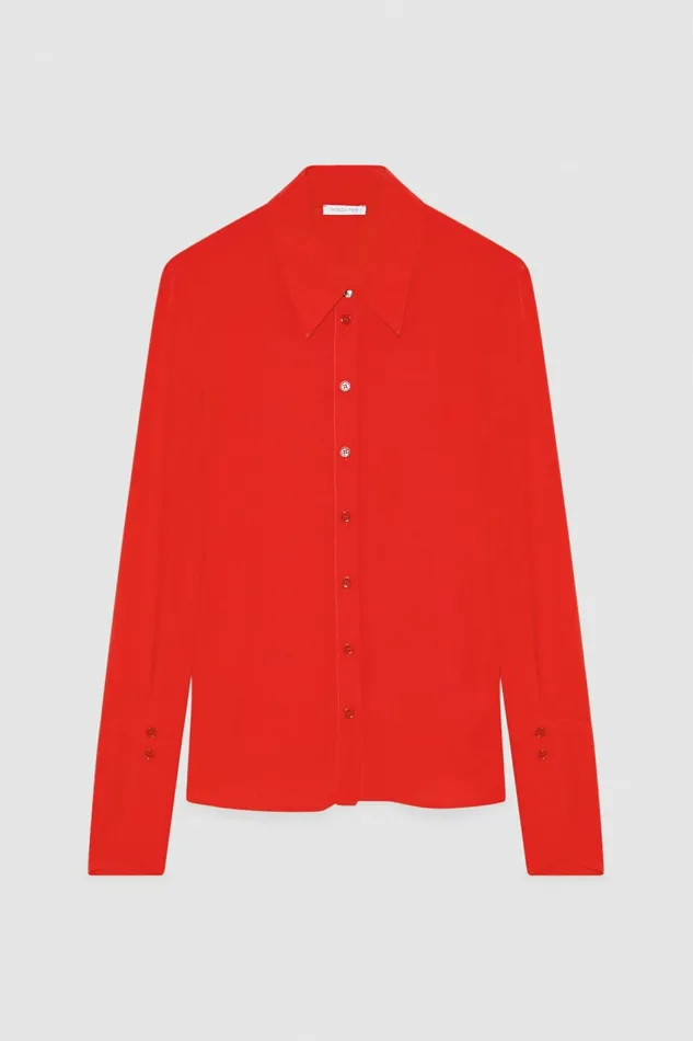 Patrizia Pepe Tops Essential Crepe LongSleeved Shirt Red 8211 Women