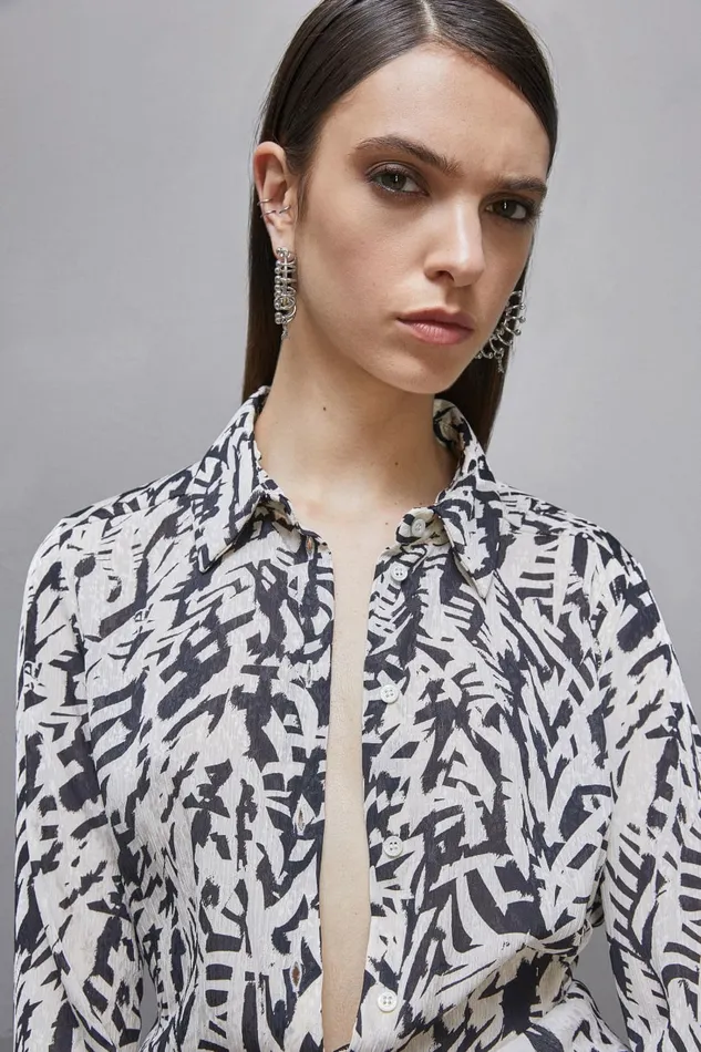 Patrizia Pepe Tops Long Sleeved Shirt In Georgette Black 8211 Women