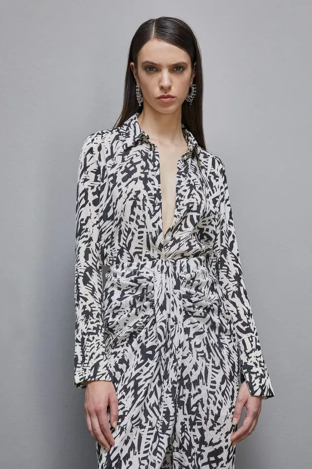 Patrizia Pepe Tops Long Sleeved Shirt In Georgette Black 8211 Women