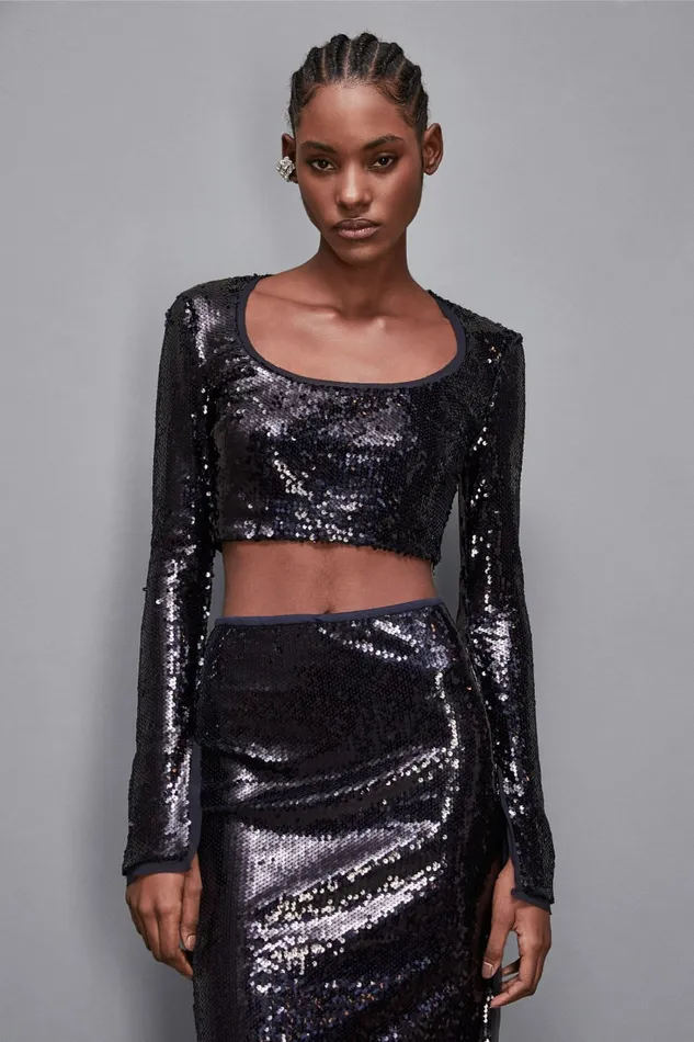 Patrizia Pepe Tops Sequin Top Blue 8211 Women