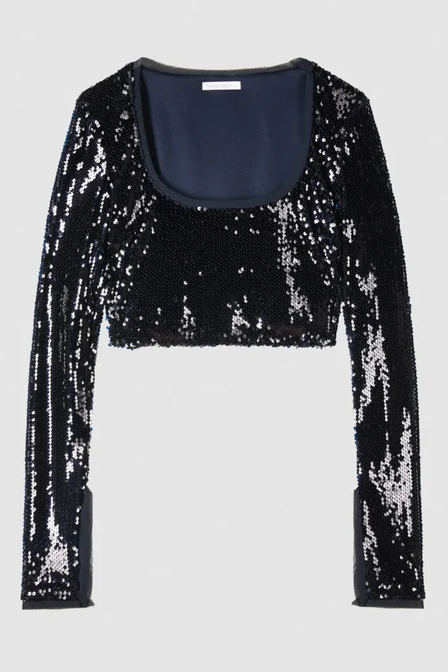 Patrizia Pepe Tops Sequin Top Blue 8211 Women