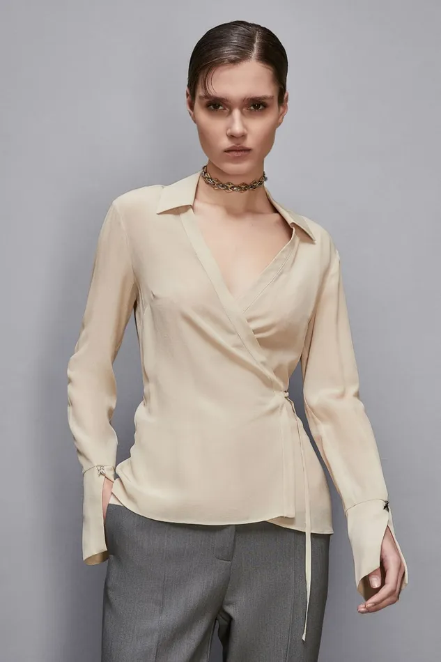 Patrizia Pepe Tops Wrap Tunic Beige 8211 Women