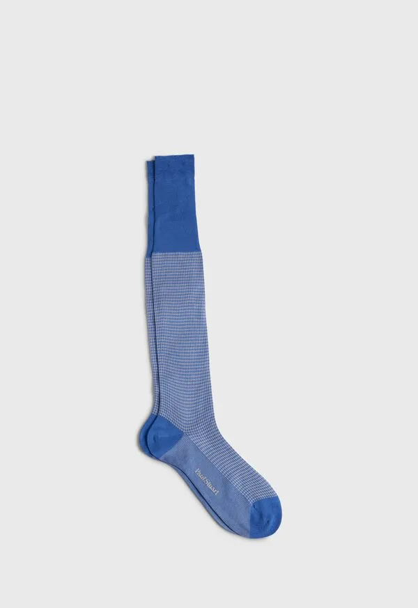 Paulstuart Cotton Houndstooth Sock Sky BlueGrey Mens Socks