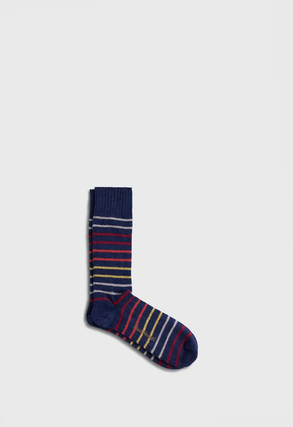 Paulstuart Socks Mens Multicolor Stripe Sock Denim