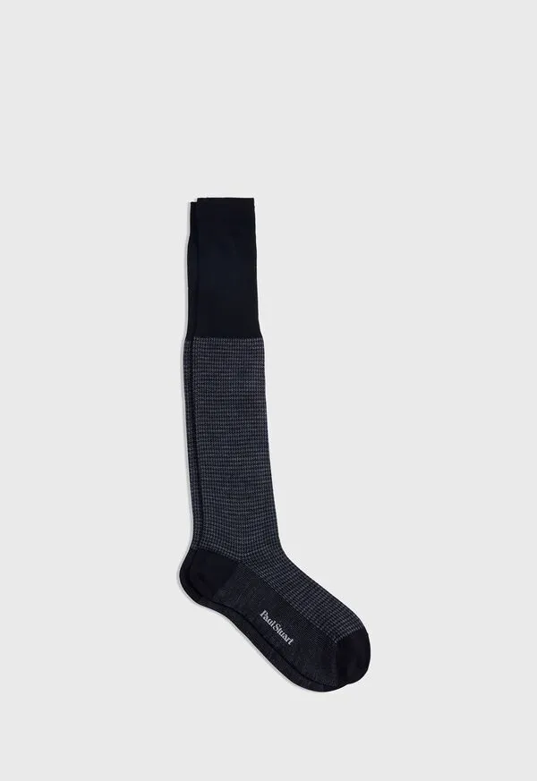 Paulstuart Wool Houndstooth Sock Black Mens Socks