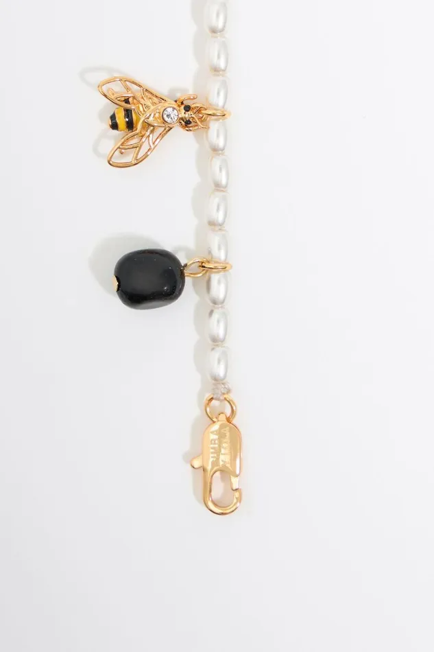 Pearl Bracelet With Butterfly Ladybug And Bee Gold Women Bimba Y Lola Jewelry Pearl Bracelet With Butterfly Ladybug And Bee Gold Women Bimba Y Lola Jewelry