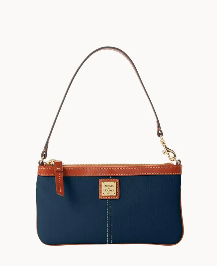Pebble Grain Large Slim Wristlet Midnight Blue ManWoman Dooney and Bourke Wallets