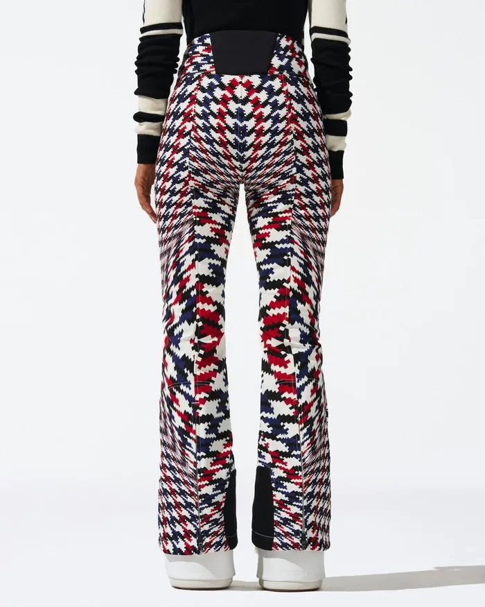 Perfect Moment HighWaist Aurora Flare Ski Pant Red Twisted Houndstooth Women Pants