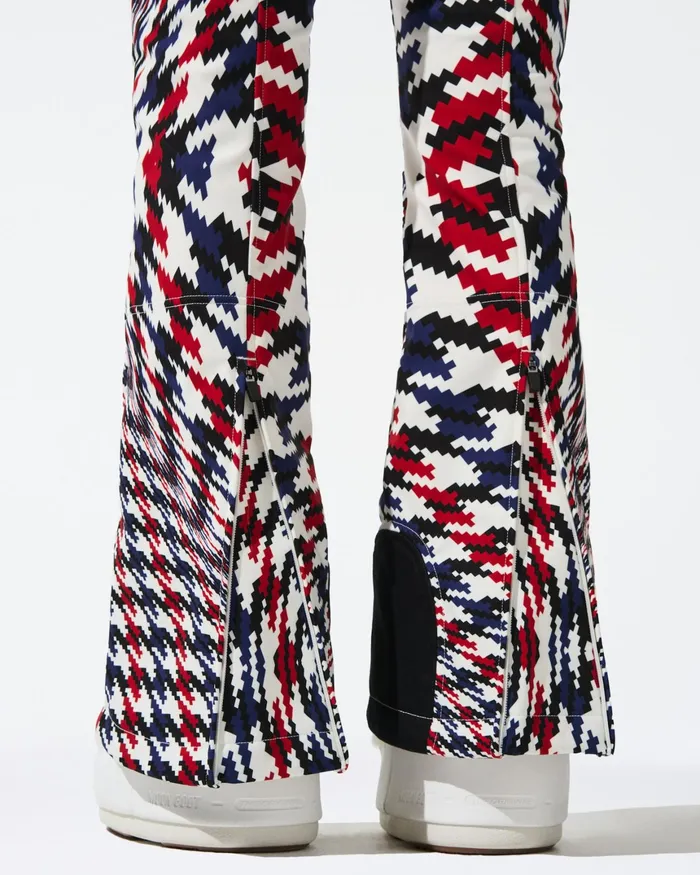 Perfect Moment HighWaist Aurora Flare Ski Pant Red Twisted Houndstooth Women Pants