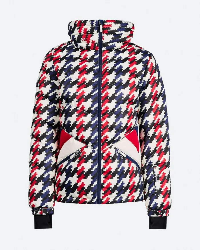 Perfect Moment Houndstooth Ski Duvet Down Jacket Houndstooth Women Jackets