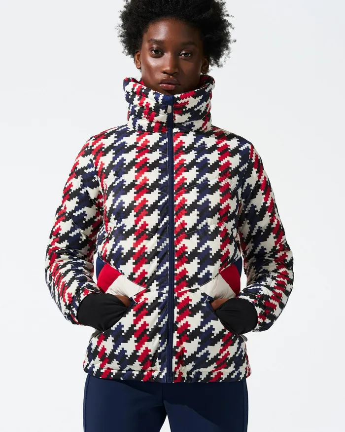 Perfect Moment Houndstooth Ski Duvet Down Jacket Houndstooth Women Jackets