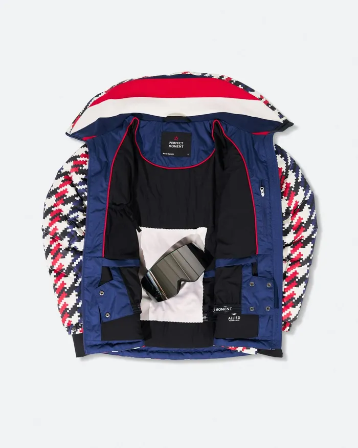 Perfect Moment Houndstooth Ski Duvet Down Jacket Houndstooth Women Jackets
