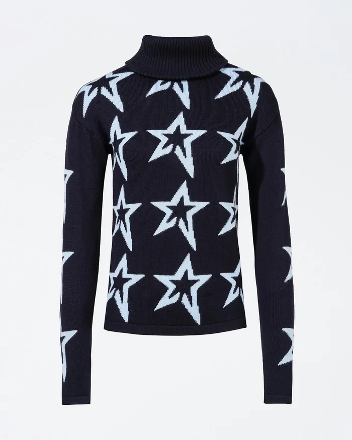 Perfect Moment Star Dust Merino Wool Sweater Navy Women Tops