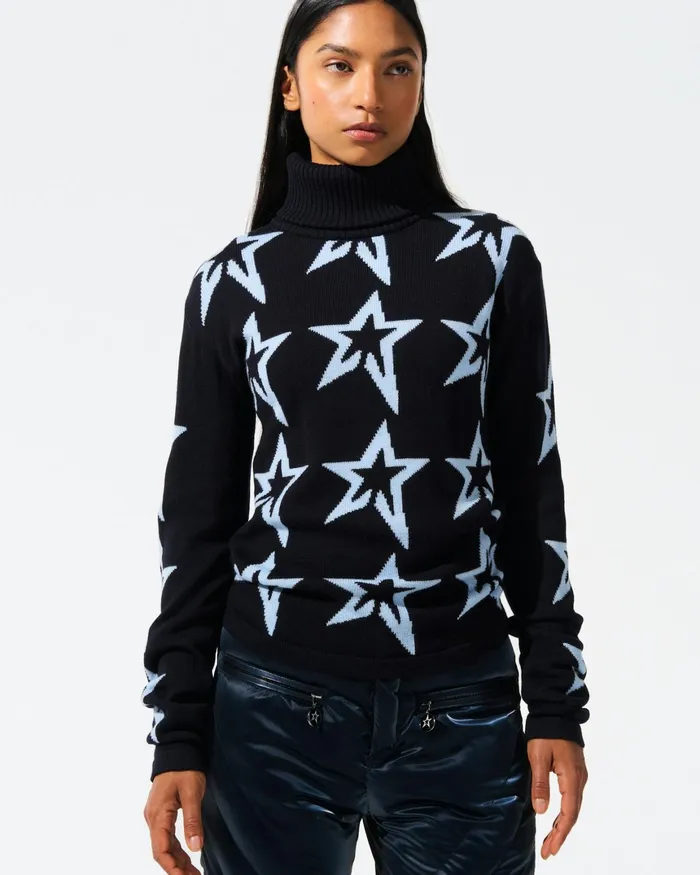 Perfect Moment Star Dust Merino Wool Sweater Navy Women Tops