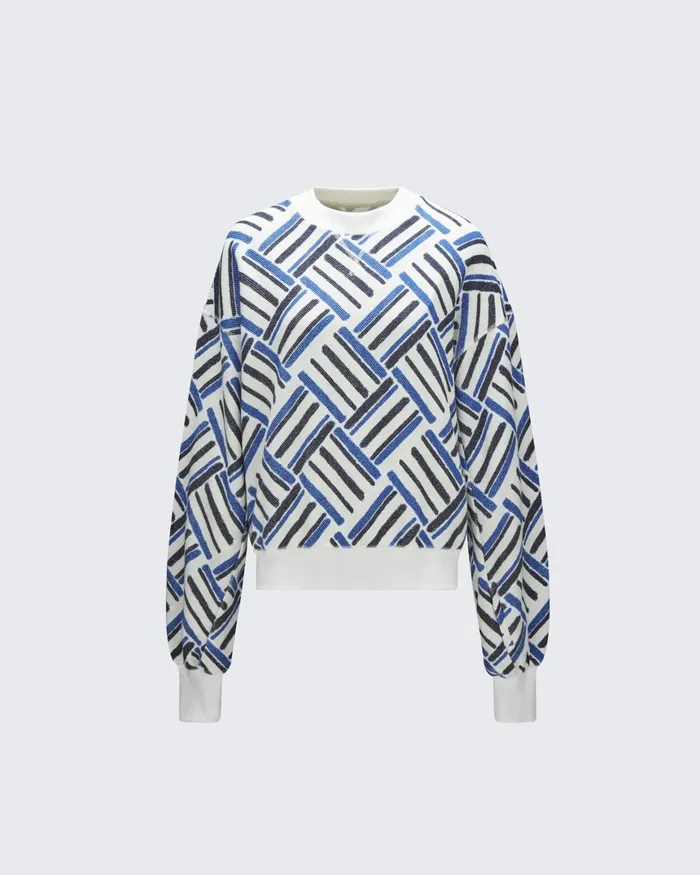 Perfect Moment Stripe Crewneck Sweatshirt Navy Women Tops