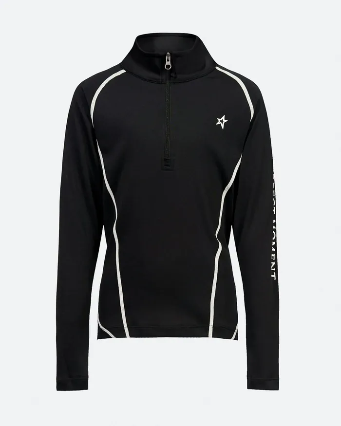 Perfect Moment Thermal Half Zip Black Kids Base Layers