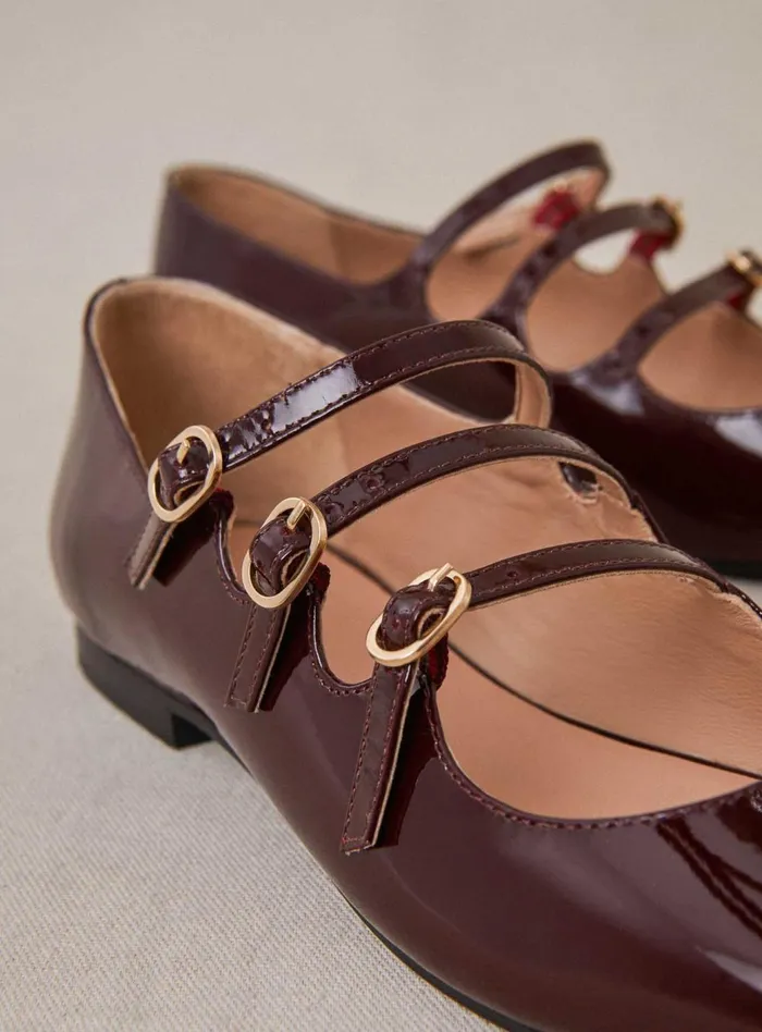 Petite Mendigote Ballerinas Fw24 Ballerines Cuir Triple Bride Bordeaux 8211 Women