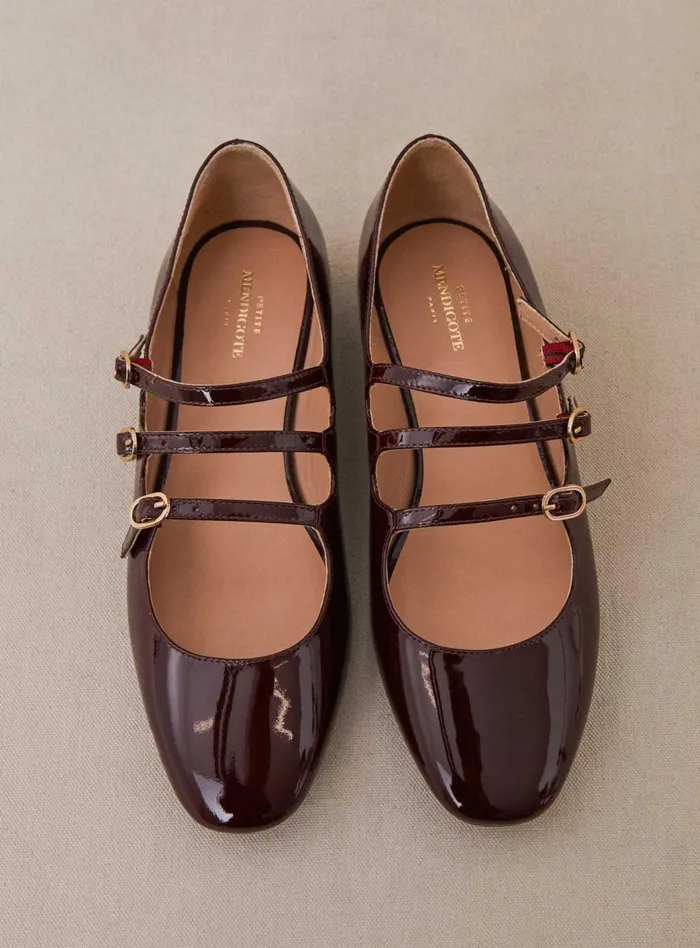 Petite Mendigote Ballerinas Fw24 Ballerines Cuir Triple Bride Bordeaux 8211 Women