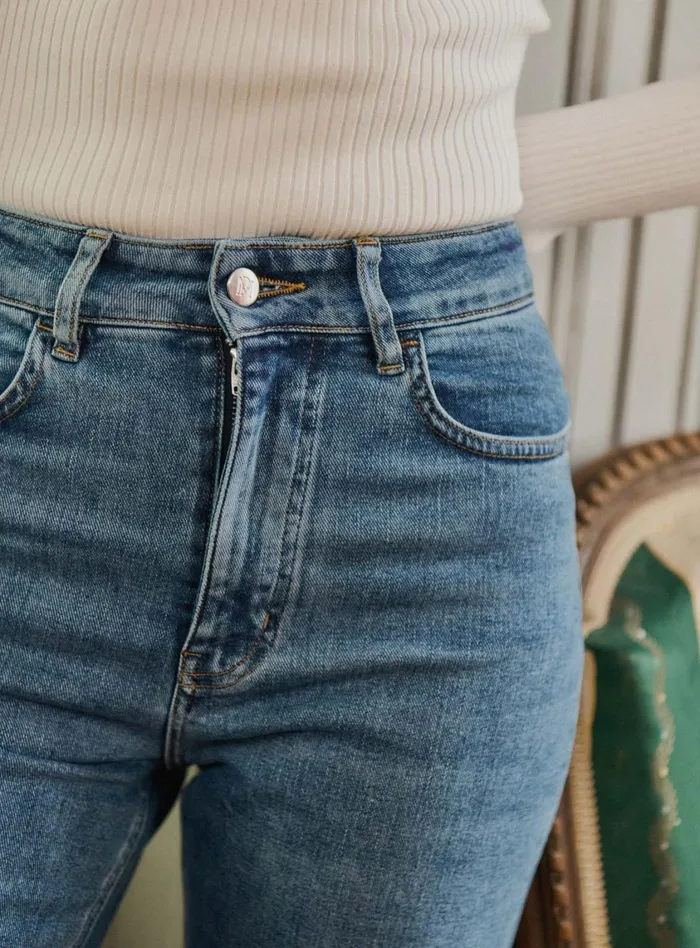 Petite Mendigote Denim Fw24 Pantalon Pietro A Revers Blue 8211 Women