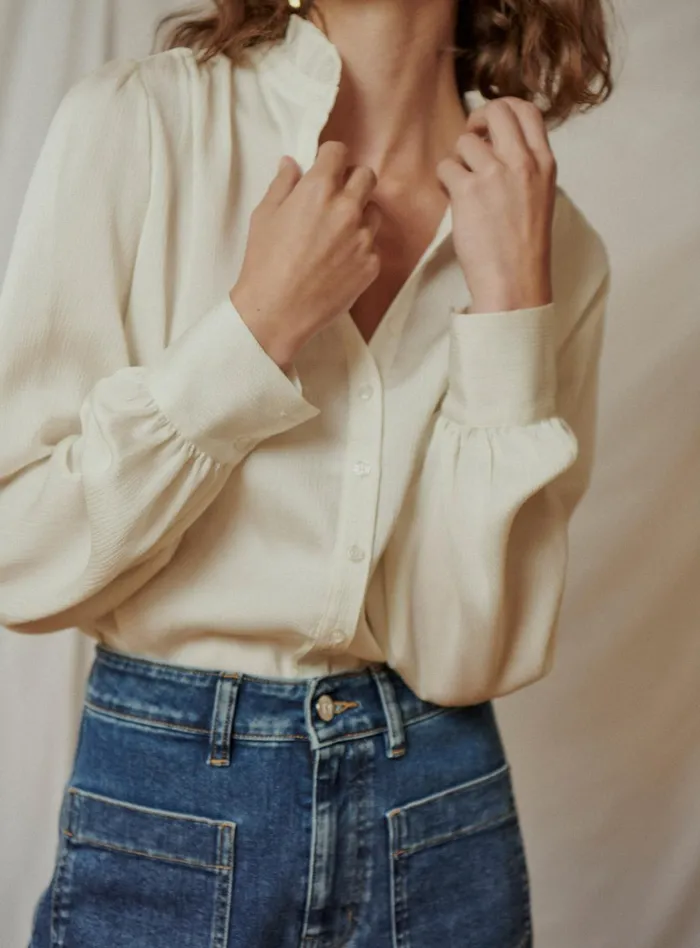 Petite Mendigote Tops Blouses Fw24 Chemise Tabatha Gauffre Ecru 8211 Women