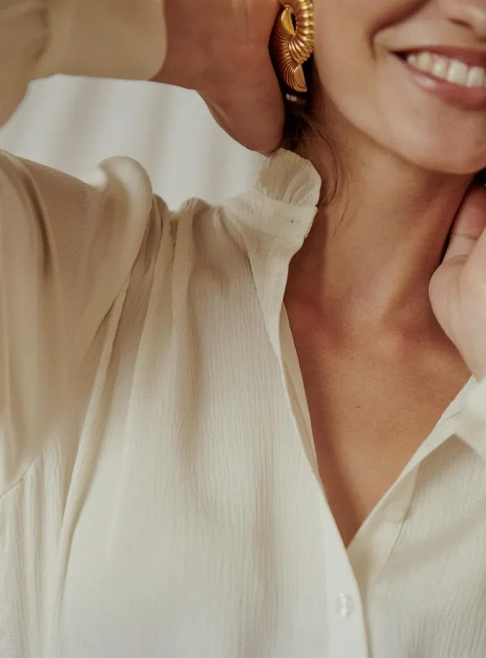 Petite Mendigote Tops Blouses Fw24 Chemise Tabatha Gauffre Ecru 8211 Women