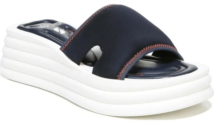Platform Women Franco Sarto Sarto Vina 2 Platform Slide Sandal Inky Navy Fabric