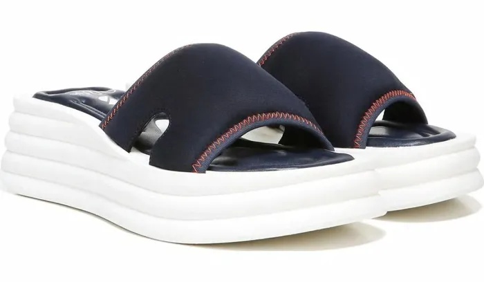 Platform Women Franco Sarto Sarto Vina 2 Platform Slide Sandal Inky Navy Fabric