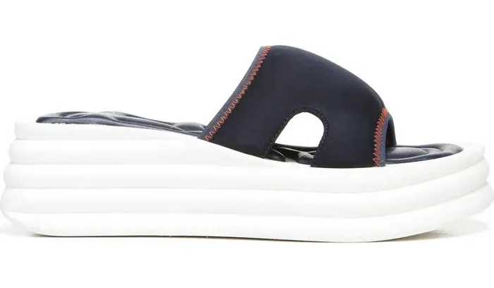 Platform Women Franco Sarto Sarto Vina 2 Platform Slide Sandal Inky Navy Fabric