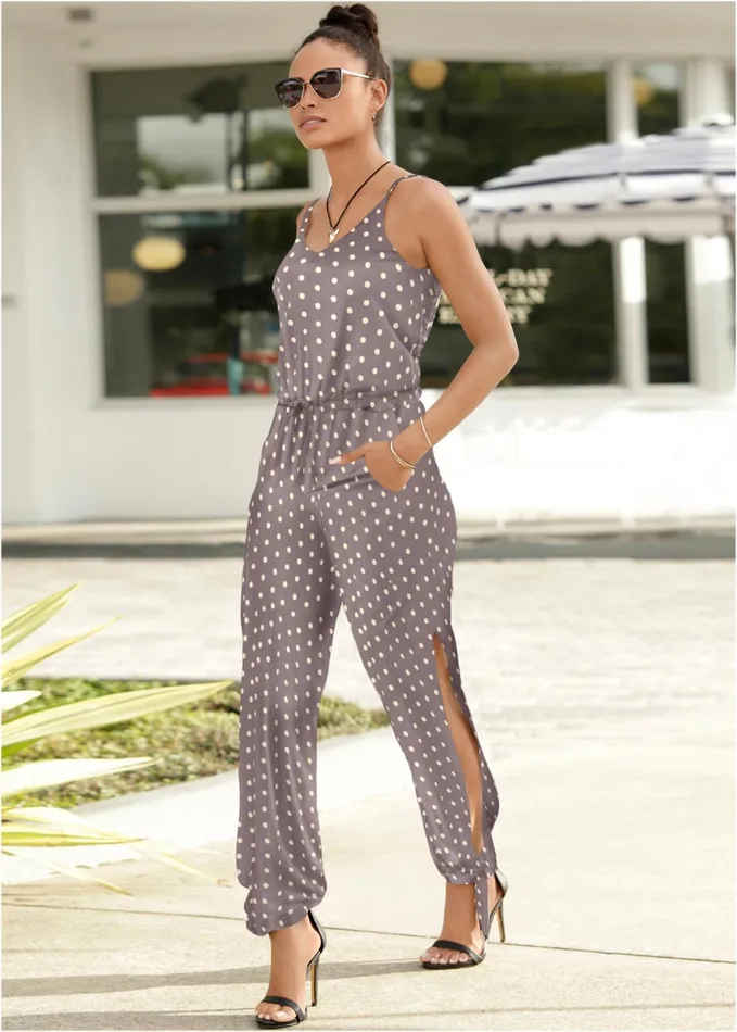 POLKA DOT JUMPSUIT Taupe Women VENUS Casual Jumpsuits and Rompers