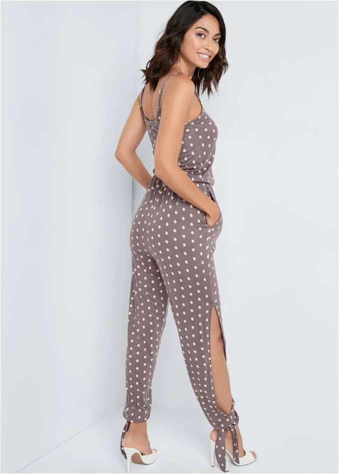 POLKA DOT JUMPSUIT Taupe Women VENUS Casual Jumpsuits and Rompers