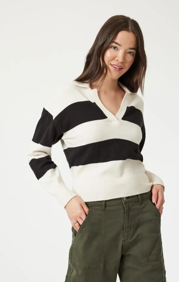 Polo Pullover Sweater In Black Women Mavi Jeans Sweaters