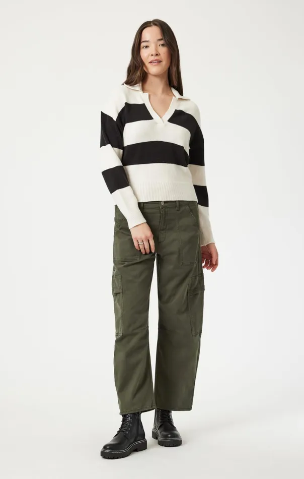 Polo Pullover Sweater In Black Women Mavi Jeans Sweaters