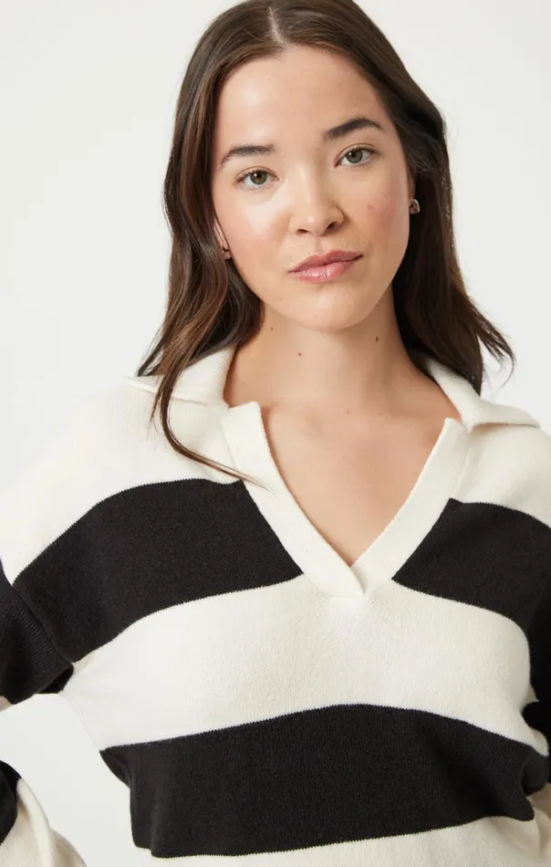 Polo Pullover Sweater In Black Women Mavi Jeans Sweaters