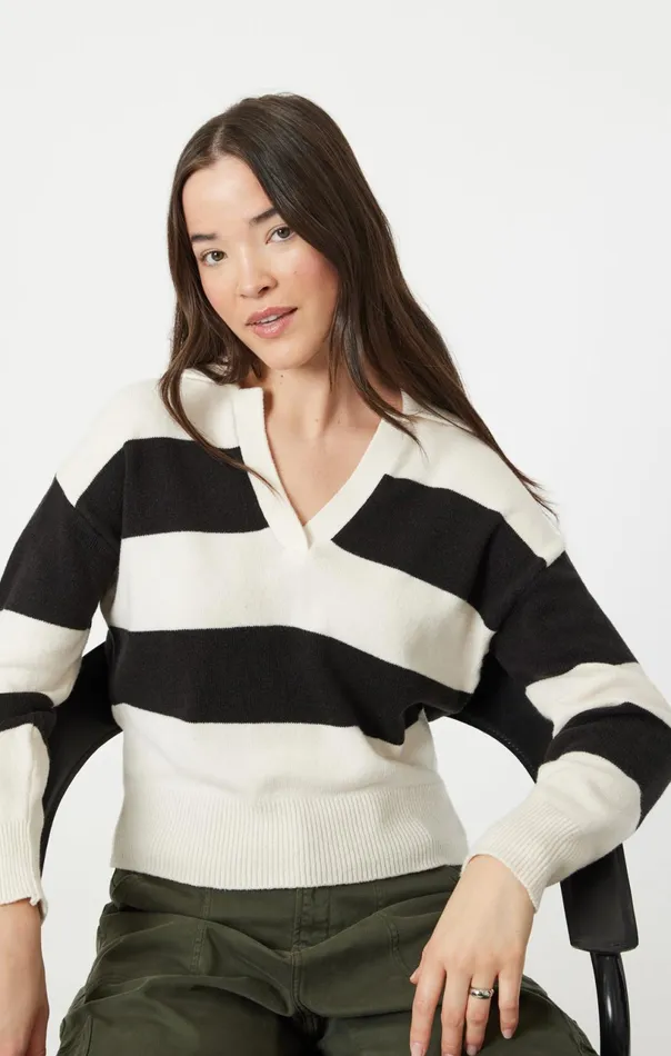 Polo Pullover Sweater In Black Women Mavi Jeans Sweaters