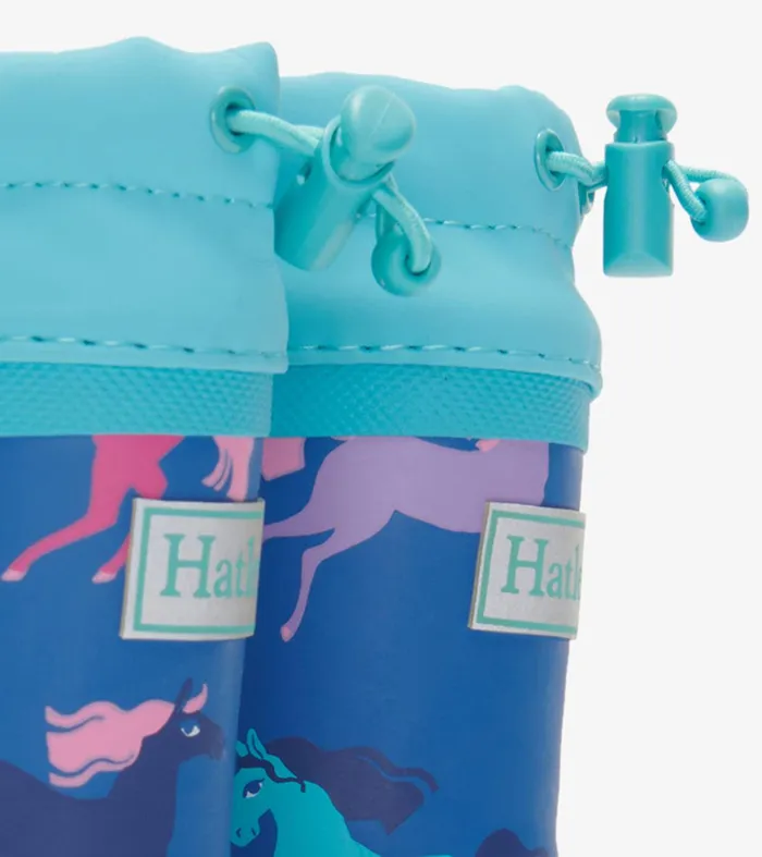 Prancing Horses Sherpa Lined Kids Rain Boots Hatley