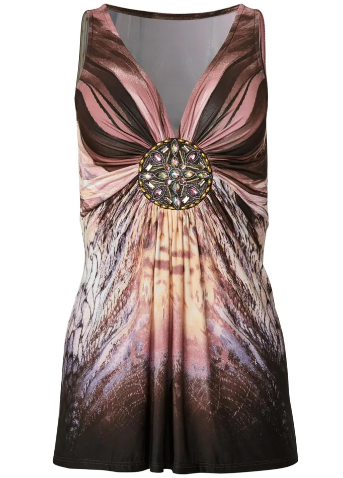 PRINTED EMBELLISHED TOP Mauve Multi Women VENUS Night Out Tops