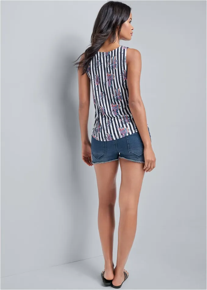 PRINTED TOP TWO PACK Navy and White Women VENUS Casual Tops