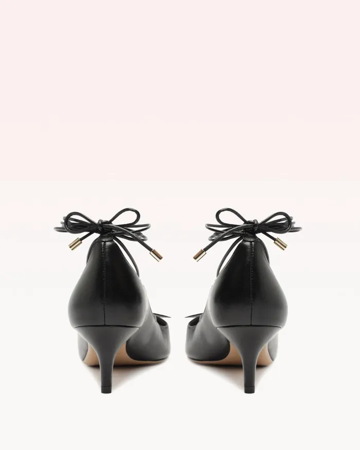 Pumps Women Alexandre Birman Slim Clarita Lace Up Pointed Toe Kitten Heels Black